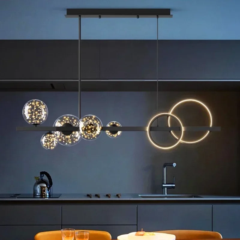 Modern Glass Ball Led Pendant Lights Home Decor for Dining Living Room Center Table Chandeliers Lamparas Indoor Lighting Fixture