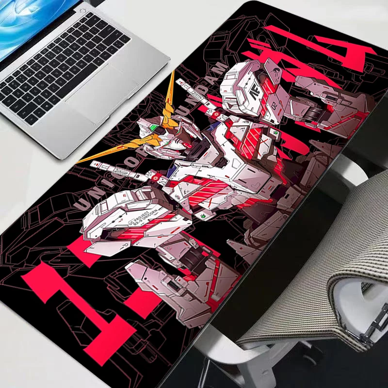 لوحة ماوس للألعاب بتصميم غير قابل للانزلاق بحافة مطاطية مخيطة من Gundam حصيرة مكتبية ميكانيكية محارب لوحة مفاتيح ألعاب ولوحة ماوس للعمل المكتبي