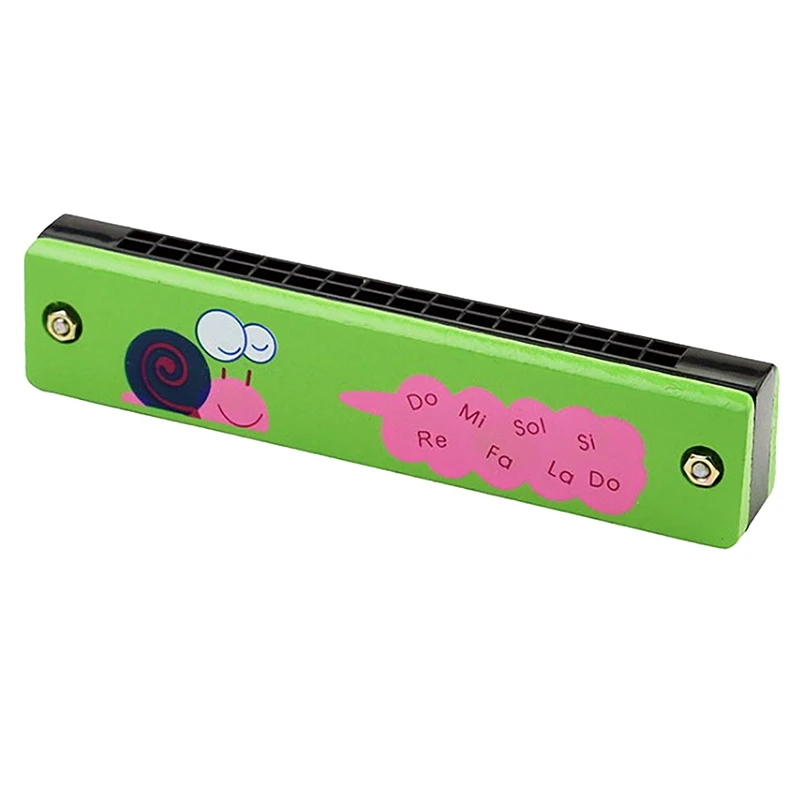 هارمونيكا خشبية للأطفال ألعاب الآلات الموسيقية 16 فتحة صف مزدوج ضربة الكرتون آلات النفخ الفم هارمونيكا