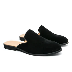 Half Shoes For Men Mules 2022 Suede Leather Italian Slip On Flat Summer Mens Casual Shoes Breathable Loafers Slippers Man Slides