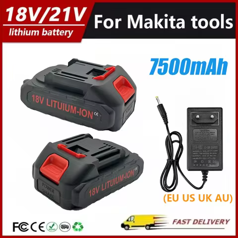 18V 7500mAh Li-ion Battery Cordless Power Tools Battery Pack for Makita 18V 21V Power Tools Replacement Battery