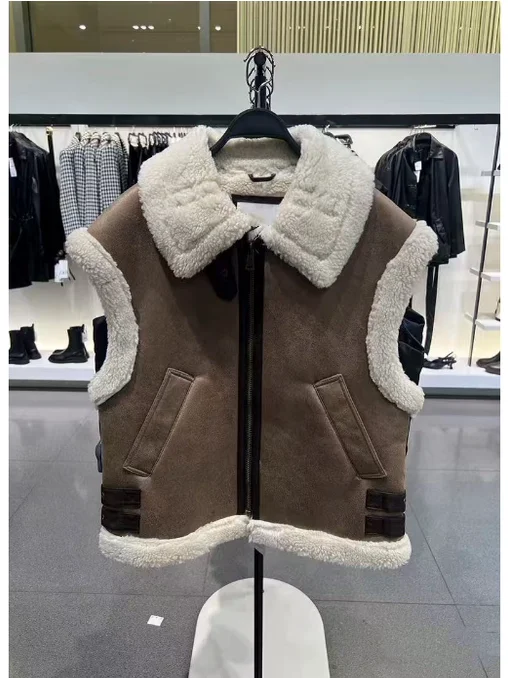 

Осень-зима, Новое поступление, женский свободный меховой и кожаный жилет из полиэфирного волокна, цвет застежки-молния