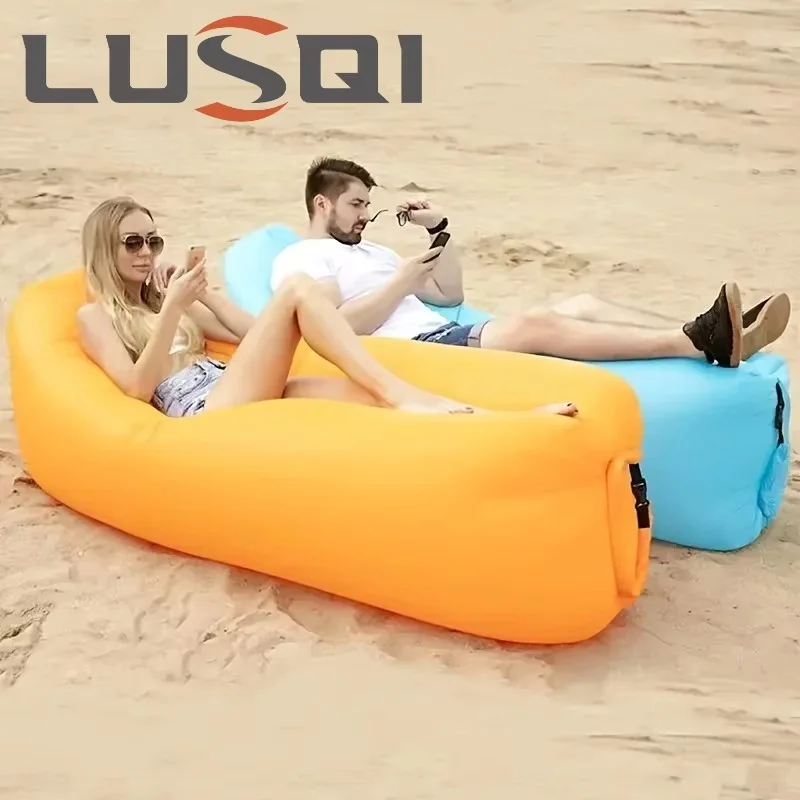 LUSQI – chaise longue gonflable, canapé pliable Extra épais pour Camping en plein Air, plage, Patio, meubles de maison à gonflage rapide