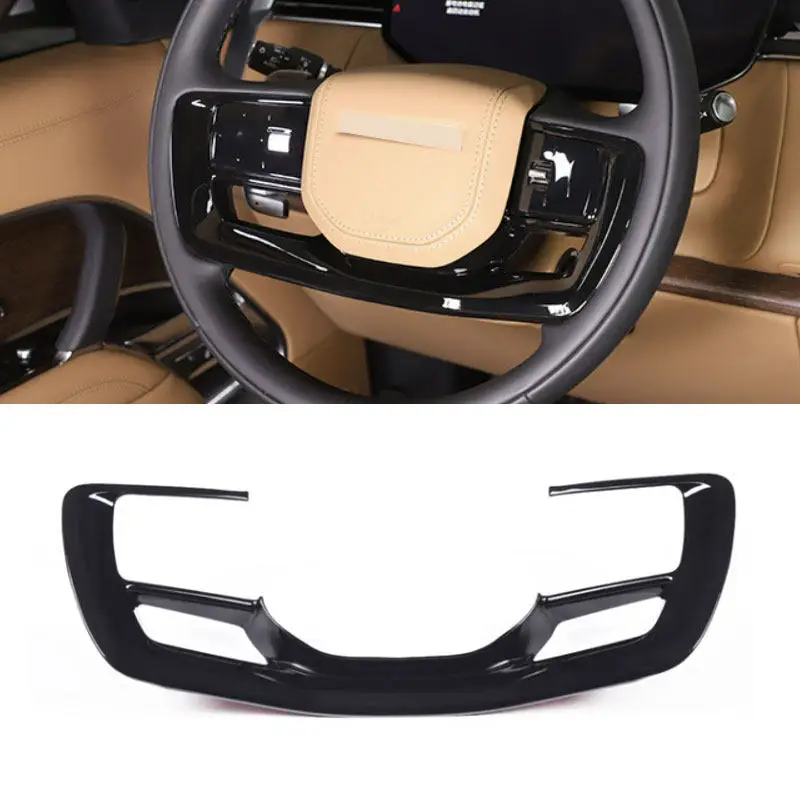 ABS Carbon Fiber Car Steering Wheel Decorative Frame Sticker Cover Trim For Land Rover Range Rover Vogue L460 2023 Accessories