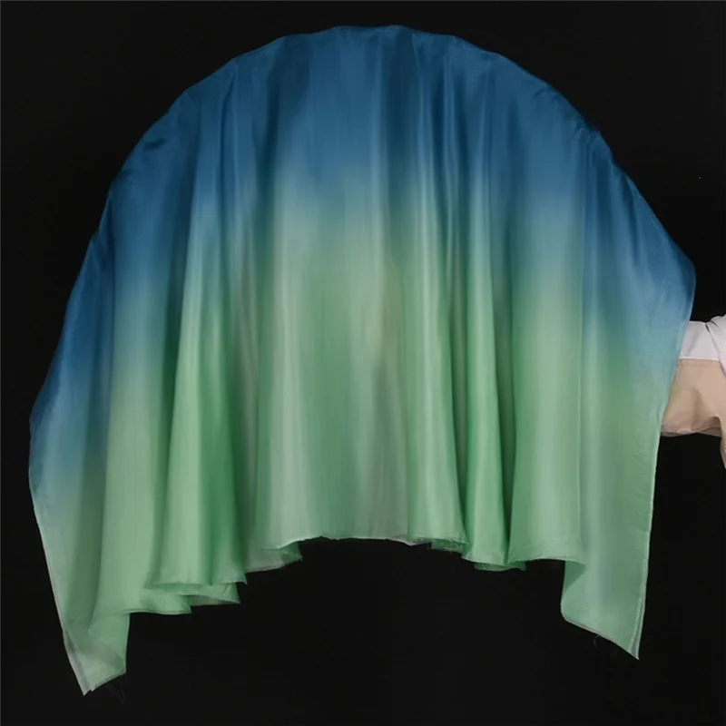 

A23I-2PCS Adults Classical Dance Fan Veil 100% Real Silk Dancer Performance Props Green