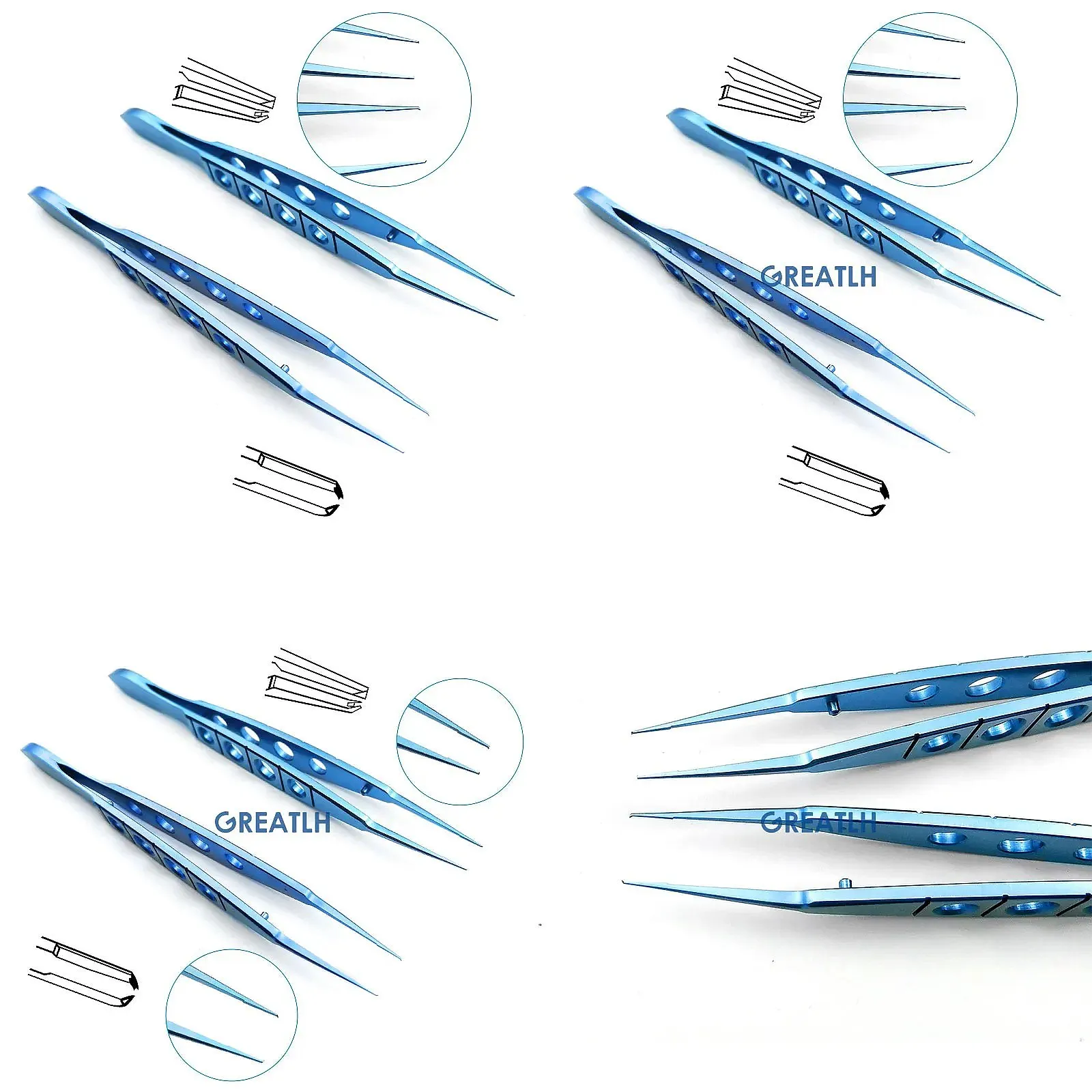 1pcs Castroviejo Straight Toothed Suturing Forceps with Tying Platforms Ophthalmic Surgery Tweezer