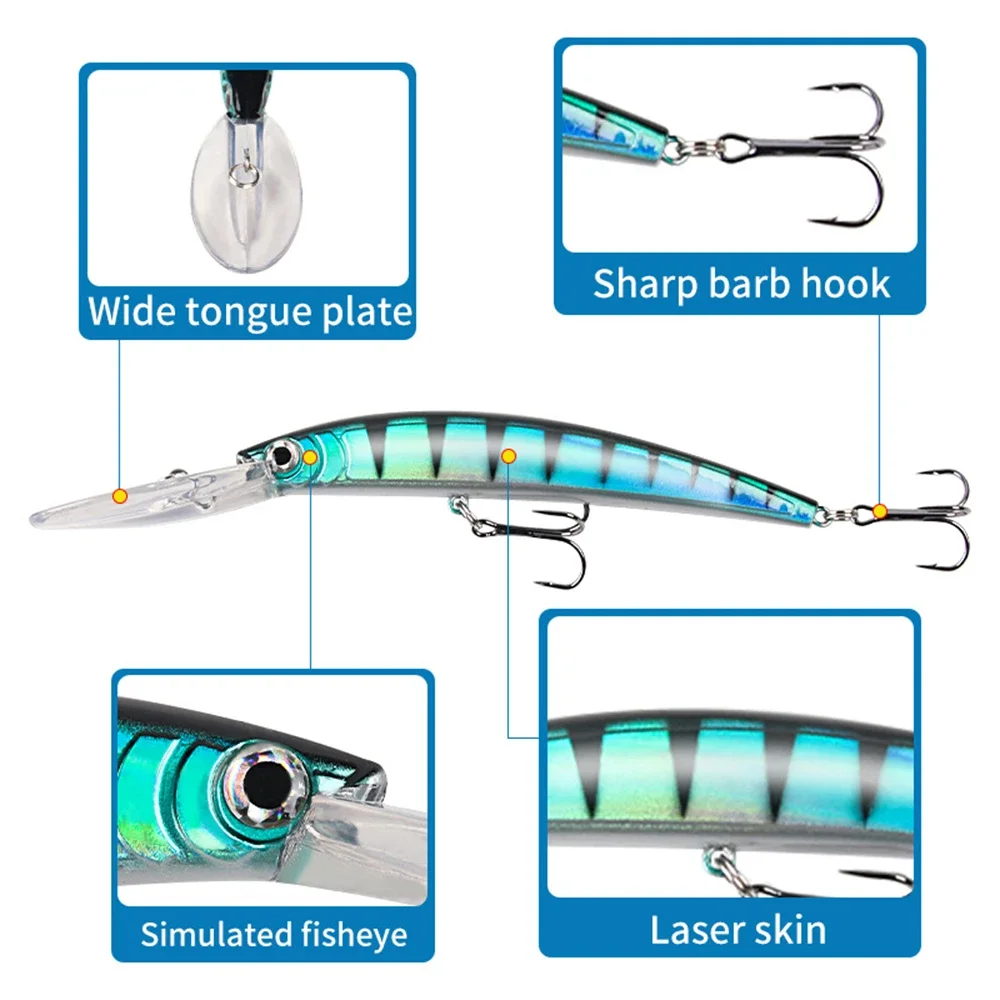 Señuelo minnow crankbait artificial – Lubina, carpa, lucio - imagen 4