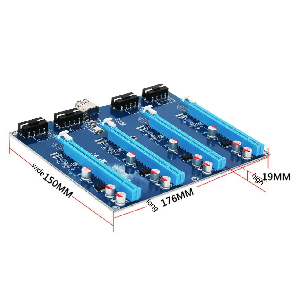 Pci-e 16x Board Metal Mini Pci-e Slot Plug And Play Portable Consumer Electronics Pci-e X1 Toi-e X16 Riser Card Blue Lightweight