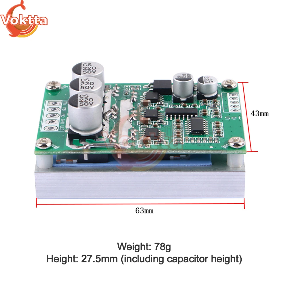 Controlador de Motor sin escobillas DC12-36V, placa de controlador de Motor Hall de 500W, placa de Control de velocidad del Motor de alta potencia,