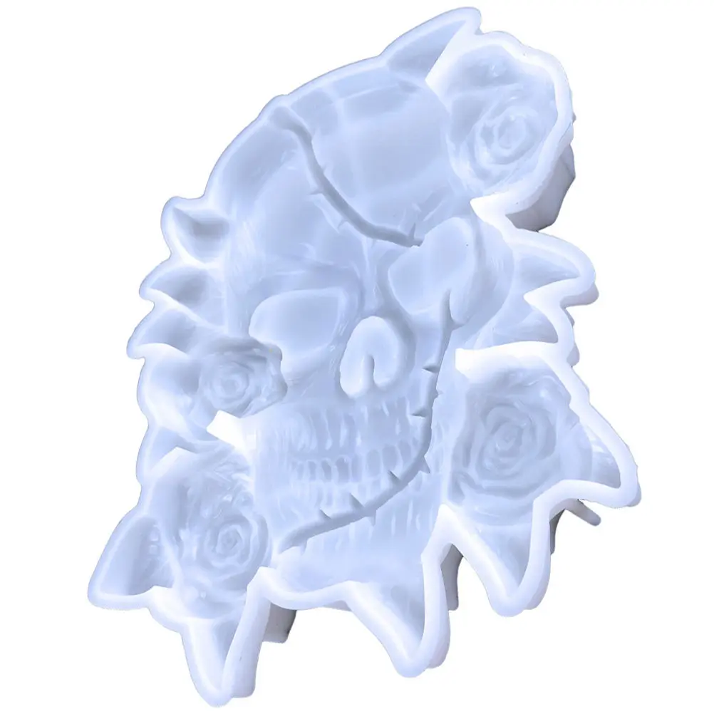 

Skull Silicone Mold Flexible Durable Halloween Skull Craft Molds Easy Demold for Halloween DIY Ornament Making