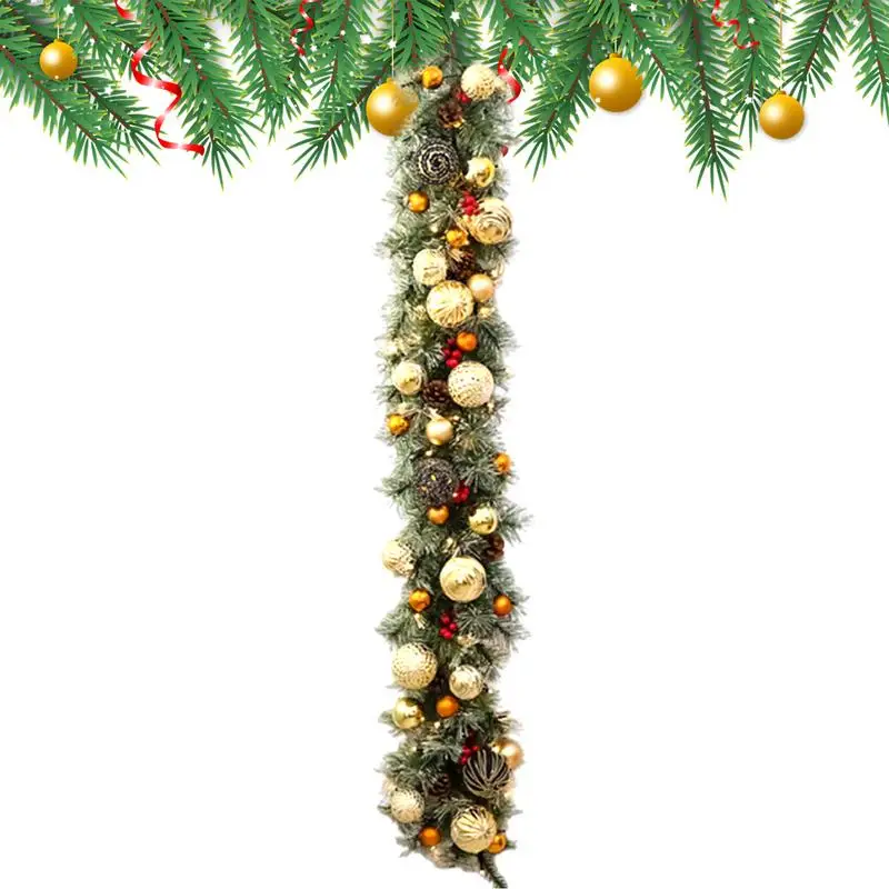 Pre-lit Christmas Garland 53Inch Artificial Christmas Battery Operated Garland With 8 Changeable Lights Pinecones Red Berries