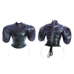 BDSM Bondage Mummy Restraint Bags,Leather Double Arm Binder Restraint Straitjacket,Sexy Costume,Sex Slave Binding Women Sex Toys