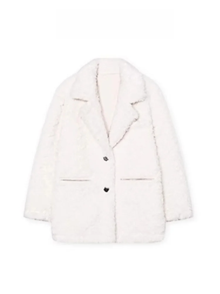 

Женское утепленное пальто из овечьей шерсти средней длины, хлопковое, маленького размера, свободного кроя, с карманами, для повседневной носки