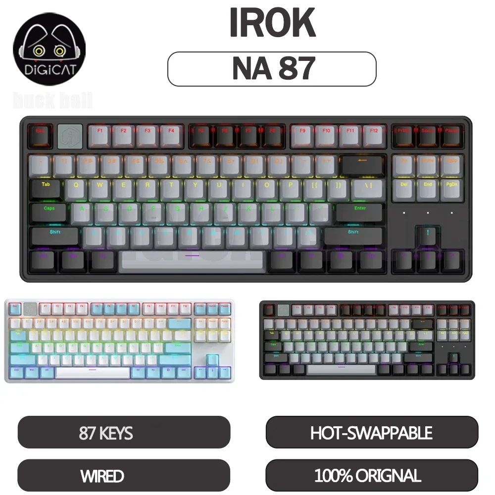 

IROK NA87 Gamer Mechanical Keyboard Wired Magnetic Switch Keyboard RGB Backlight HIFI Customizion Hot-swap Gaming keyboard Gift