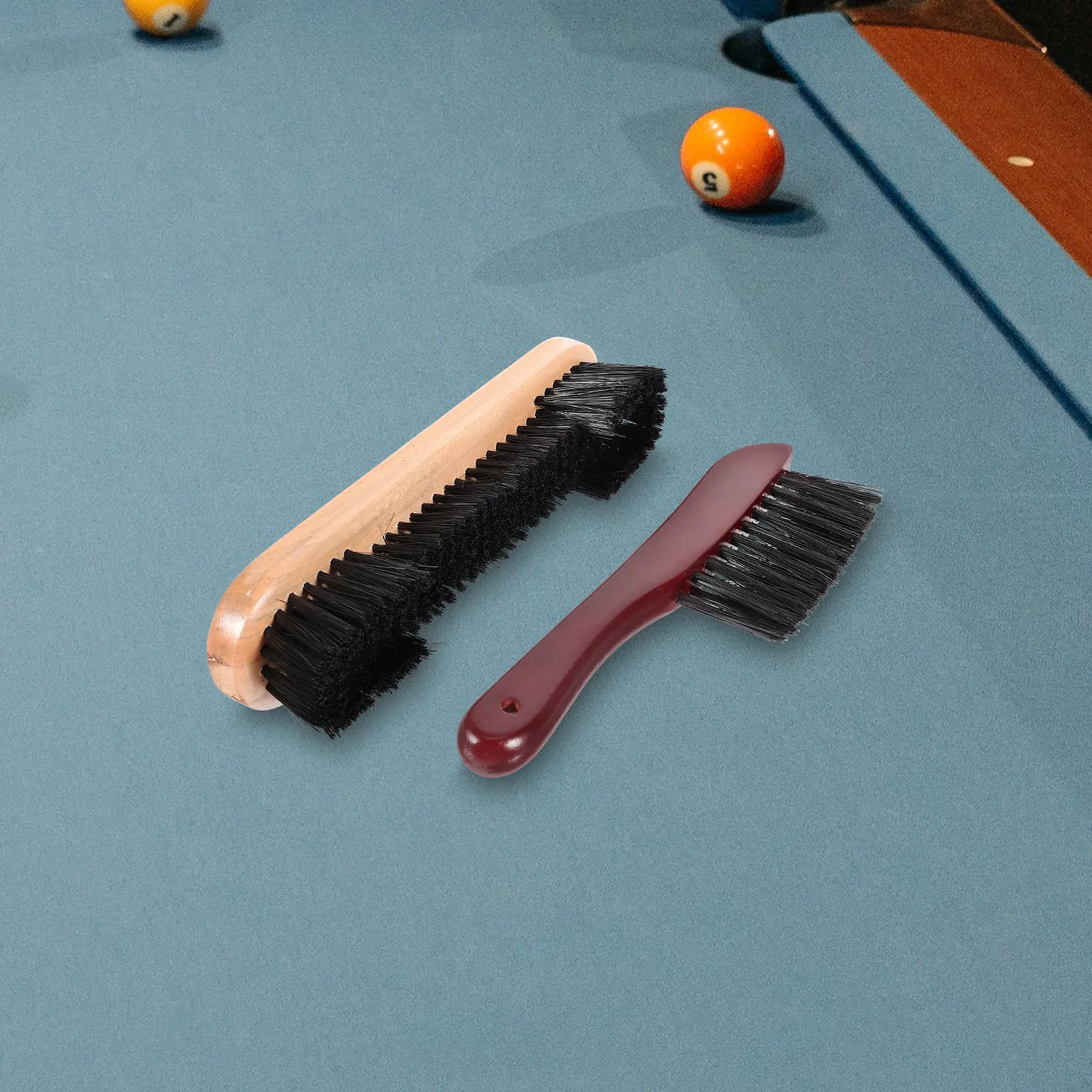

2Pcs Wooden Pool Table Cleaning Brush Set for Billiard Table Rail and Bed Dual-Length Bristles Gentle Scratch-Free