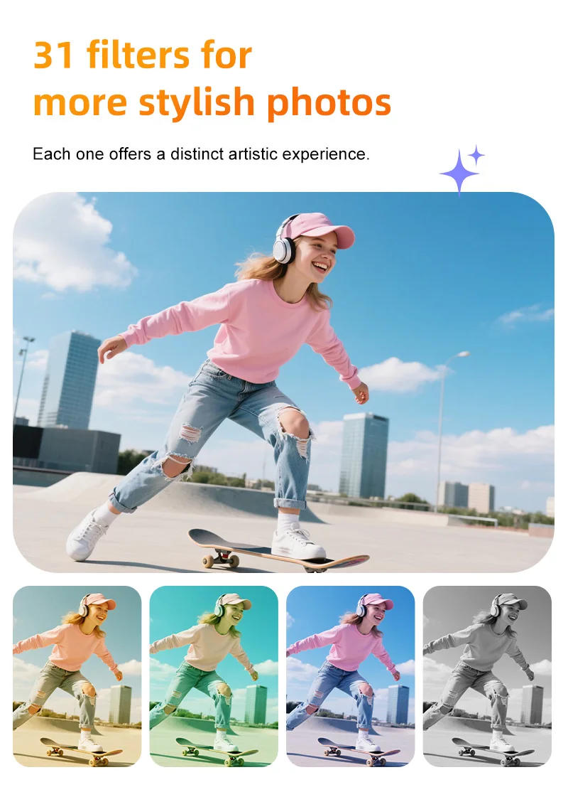 Ourlife 4K Pocket Action-Kamera 330 ° Auto-Rotierende Sportkamera mit Touchscreen, Gesichtsverfolgung und tragbarem Vlog-Videorekorder – Detail 11
