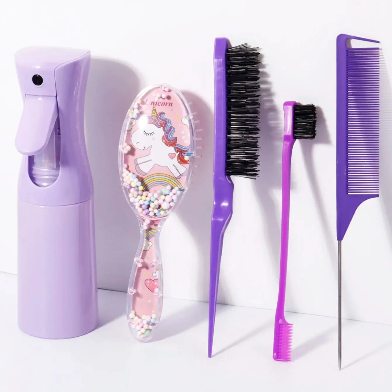 5-قطعة/مجموعة فرشاة مشط الكرتون البيضاوي وسادة هوائية مشط أداة تصفيف الشعر مجموعة مشط، خاصة للشعر المستعار الحقيقي #2