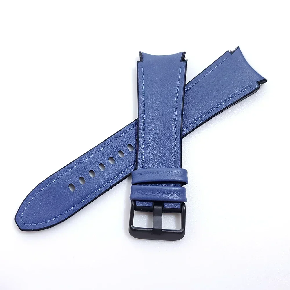 Leather+Silicone Strap For Samsung Galaxy Watch 7 6 5 Pro 40mm 44mm No Gaps Band Watch6 4 Classic 47 43 46mm Curved end Bracelet