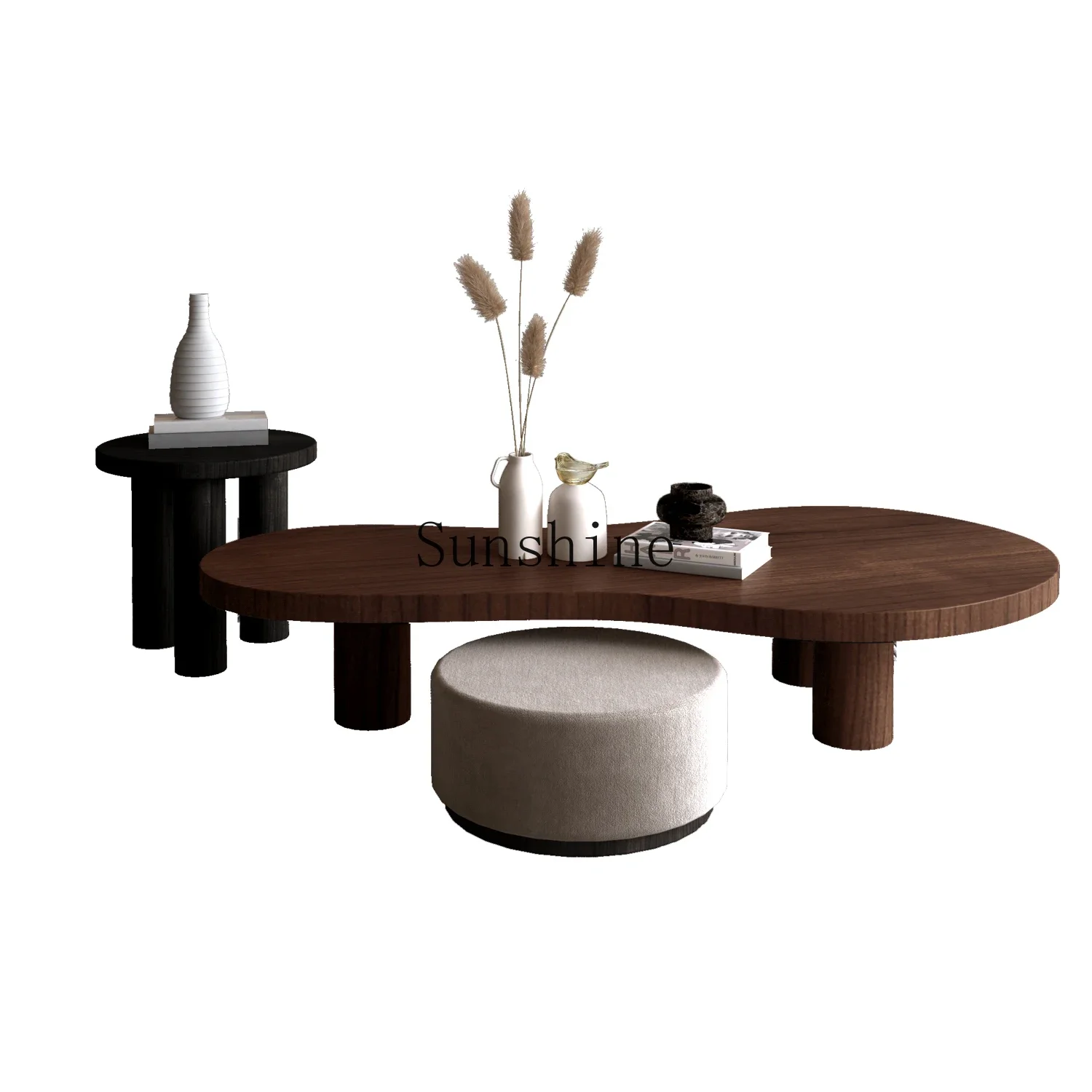 Cloud solid wood coffee table combination living room household small apartment special-shaped creative low table