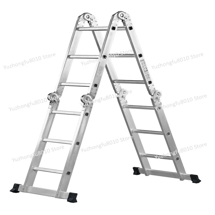 Multifunctional Folding Ladder Aluminum Alloy Portable Ladder Telescopic Extended 7-in-1 Multi-purpose
