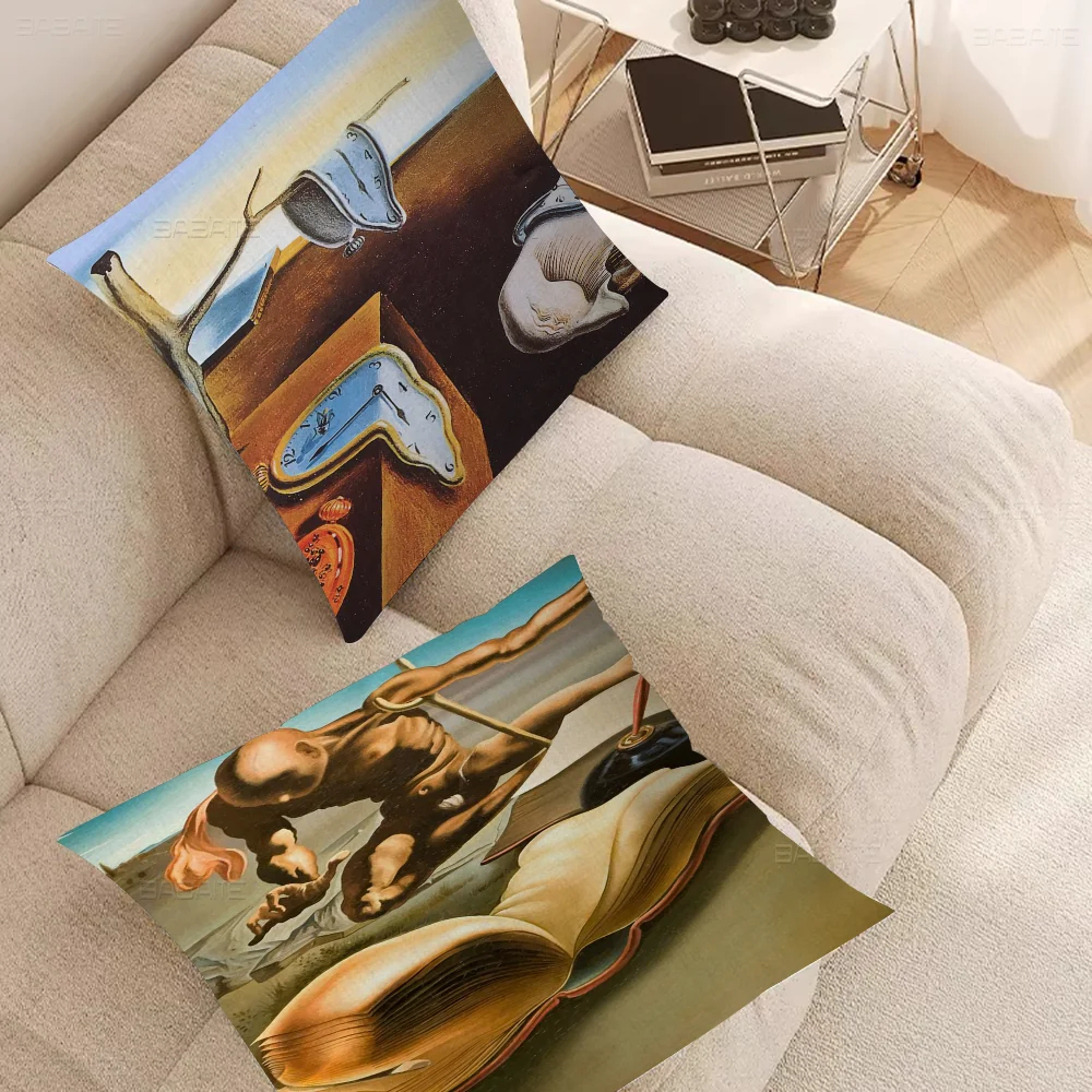 Surrealism Salvador Dali Artwork Cushion Cover Inches Farmhouse Decor Home Throw Pillow Covers For Couch Decorations