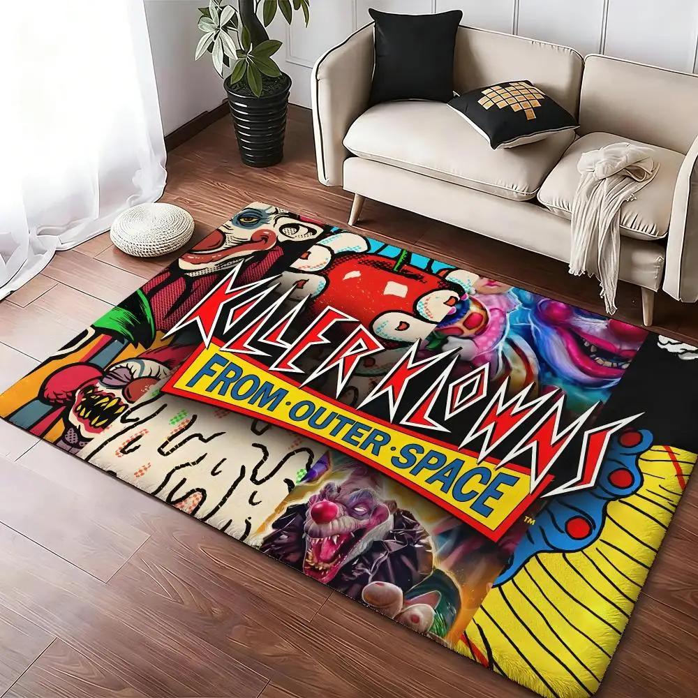 Killer-Clowns-From-Outer-Spaces Horror Movie Floor Mat Soft Absorbent Non-Slip Bedroom Living Room Door Mat Home Flannel Rugs