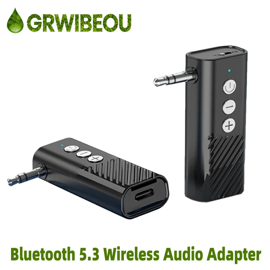 

Upgraded versi Bluetooth 5.3 Wireless Audio Adapter Transmitter/Receiver 3.5mm AUX Jack for Car Stereo,PC,TV,Speakers, Earphones