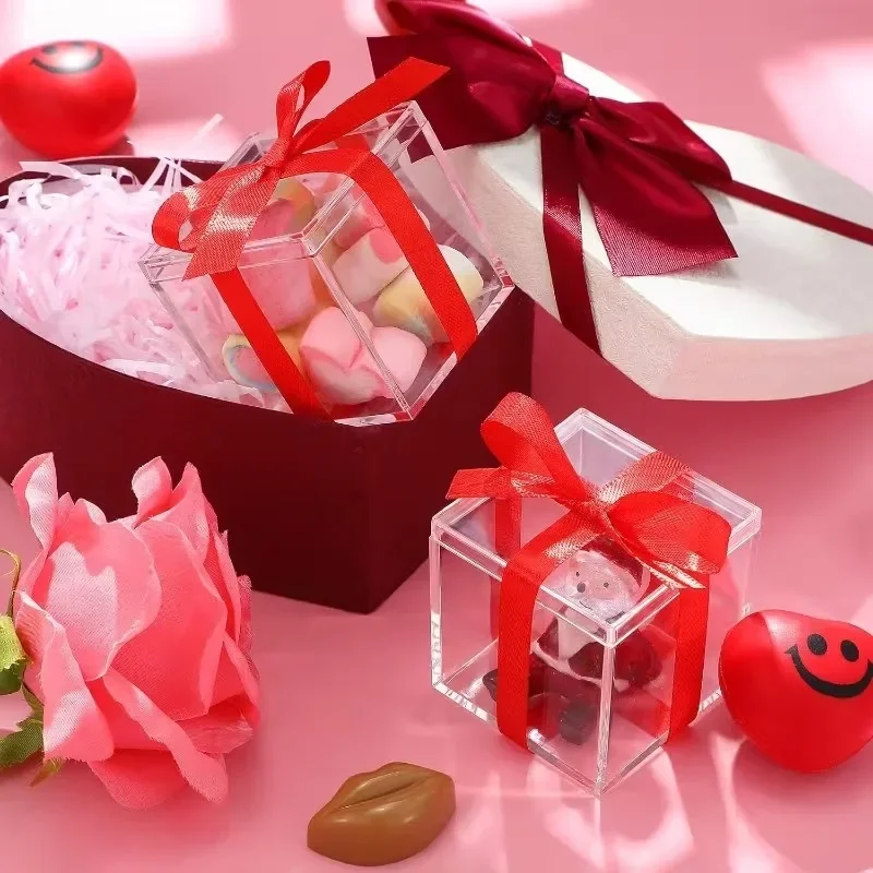 

6/8/10Pcs Transparent Acrylic Box with Lid, 4.5cm Small Storage Container for Jewelry Cosmetics Candies Handicraft Decor