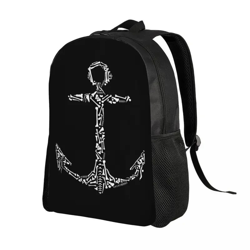 Marine Anchor Made Of Bones Backpacks for Women Men School College Students Bookbag Fits 15 Inch Laptop Nautical Bags