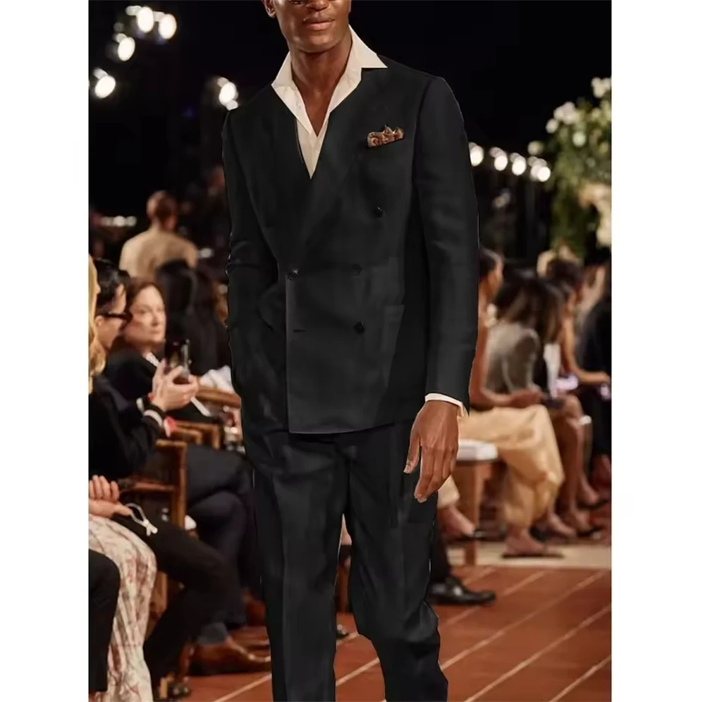 

New 2025 Men's Suit Two-piece Spring and Summer Linen Suit Business Casual British Suit New in Pants Blazers for Men Slim Fit
