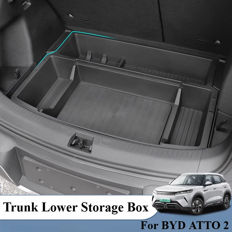 

For BYD ATTO 2 Yuan Up 2024 Car Trunk Luggage Panel Adapter Storage Box with Cover Invisible Storage Box Modification Accessory