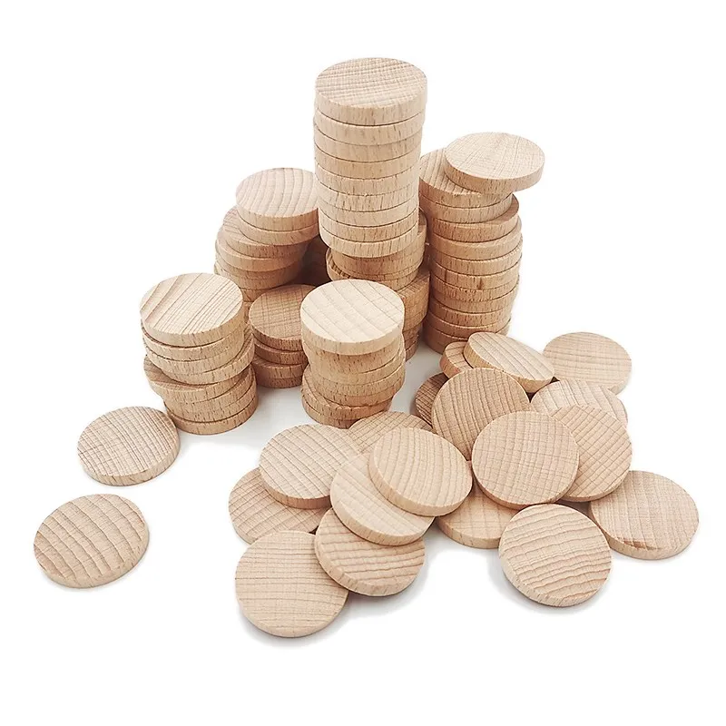 1-5cm Round Wood Discs for Craft Unfinished Wooden Slices Wood Coins Blank Wooden for DIY Arts Projects