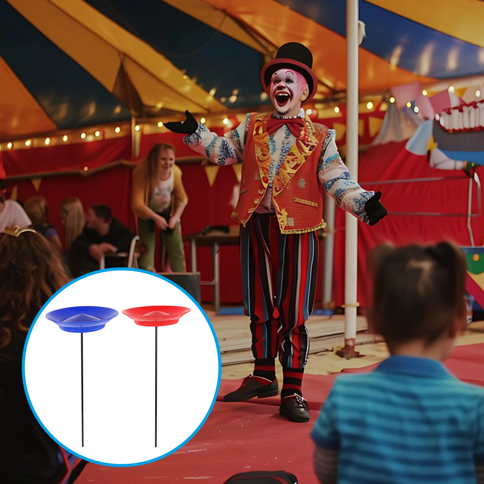 

2Sets Juggling Plates Circus Spinning Skill Props Colorful Lightweight Sticks Entertainment Game Juggling Skill Game Set