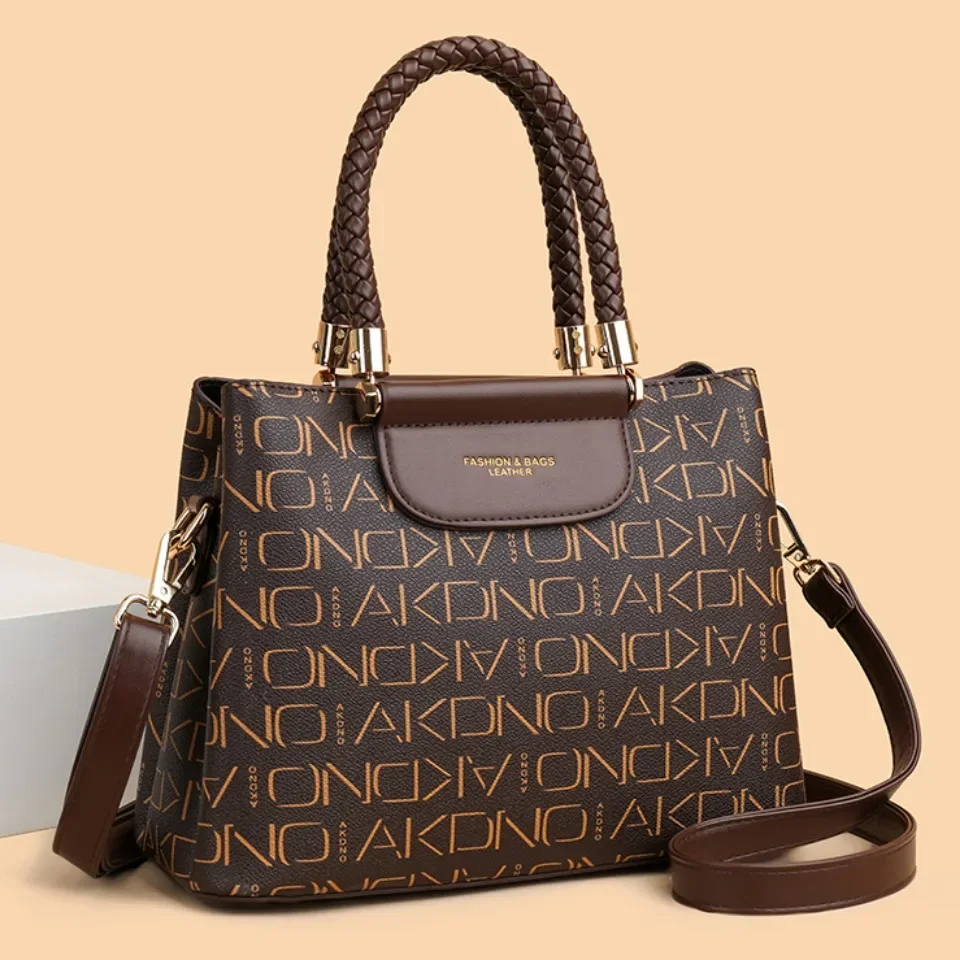 

Women's Top-Handle Bags Luxury Soft Leather Handbags Ladies Fashion Print Large Shoulder Crossbody Bag Casual Tote Commuting Sac