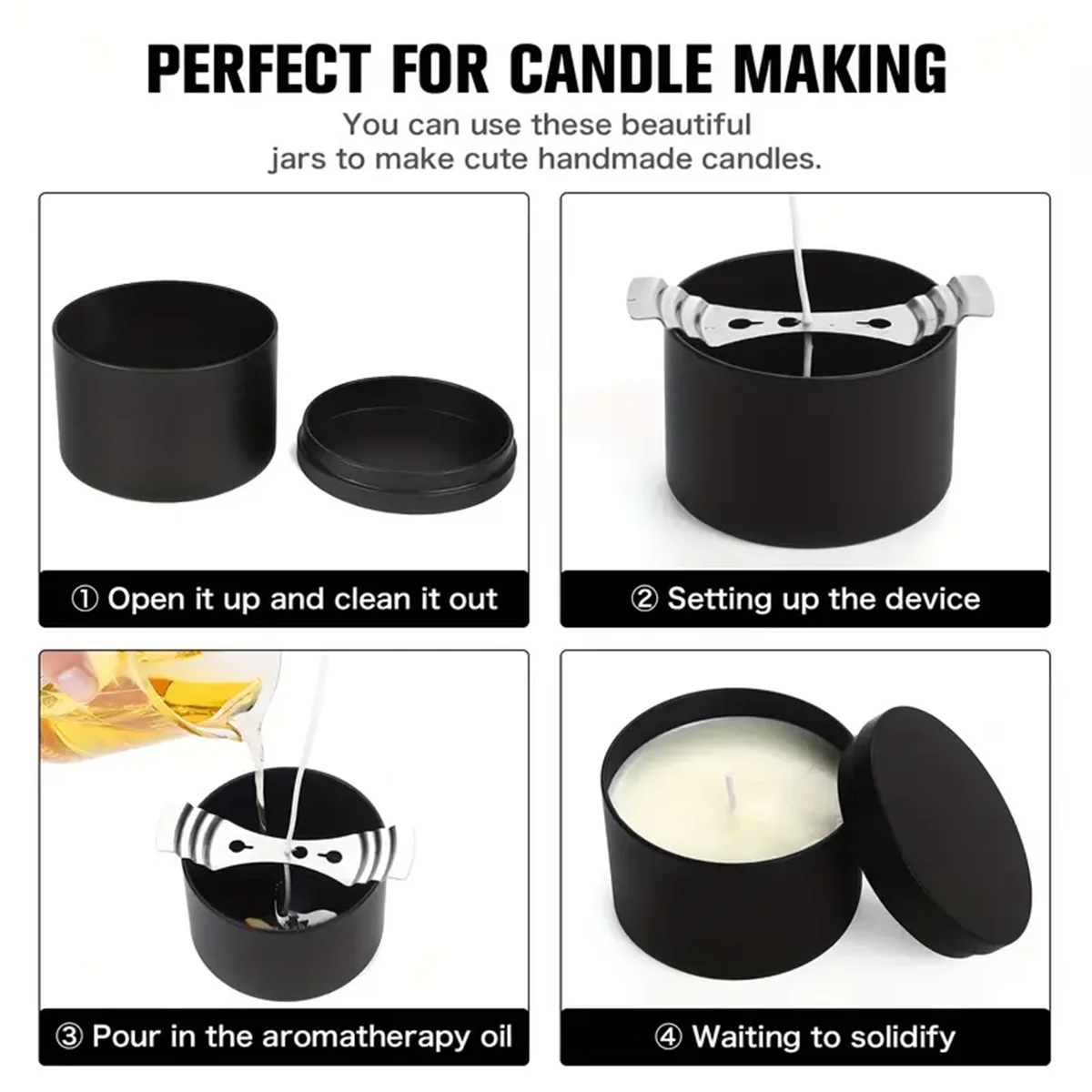 12pcs Candle Tins, 4/8oz Candle Containers For Making Candles, Bulk Candle Jars, DIY Candle Making Tins, For candle making.