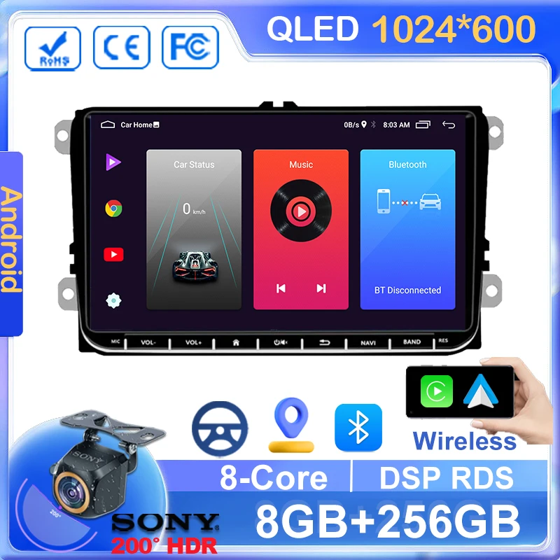 

Car Radio Android 2din 9 inch Universal Autoradio Multimedia Carplay GPS for Volkswagen Passat Tiguan Touran GOLF POLO VW Skoda