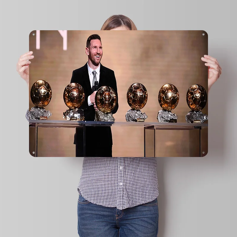 Lionel Andrés Messi Football Printed Poster Customized Retro Wall Art Vintage Metal Tin Signs for Home Gamer Decoration Room