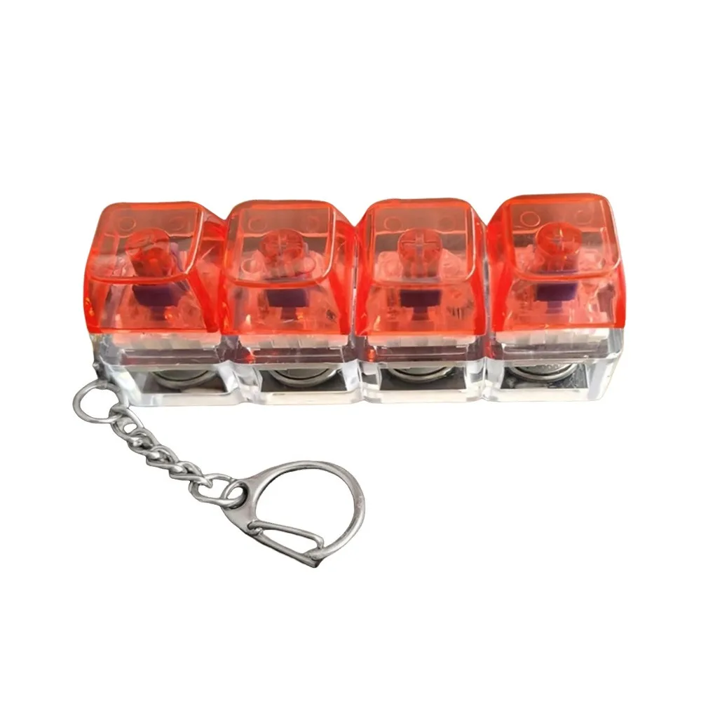 Portable Stress Relief Keyboard Fidget 4 Keys Lightweight Keyboard Keychain Colorful LED Keyboard Button Finger Clicker Gift