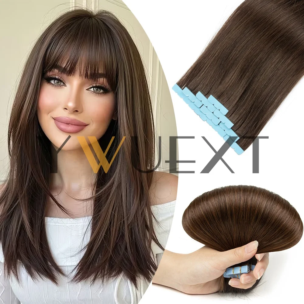 10pcs Mini Tape-In Human Hair Extensions Double-Sided Invisible Seamless Hair Extensions for Women - Natural Straight Black Brown Blonde 12-20 Inches, Versatile Hairpiece, Secure Fit Tape, Naturallooking Hairpiece, Salonquality Extensions