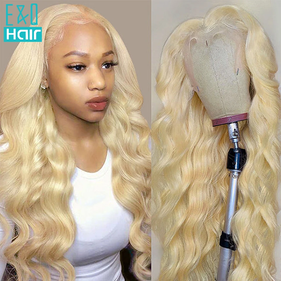 E&Q 13x6 613 Honey Blonde Lace Front Human Hair Wigs For Women Peruvian Remy Hair 36 Inch Transparent 13x4 Straight Frontal Wig