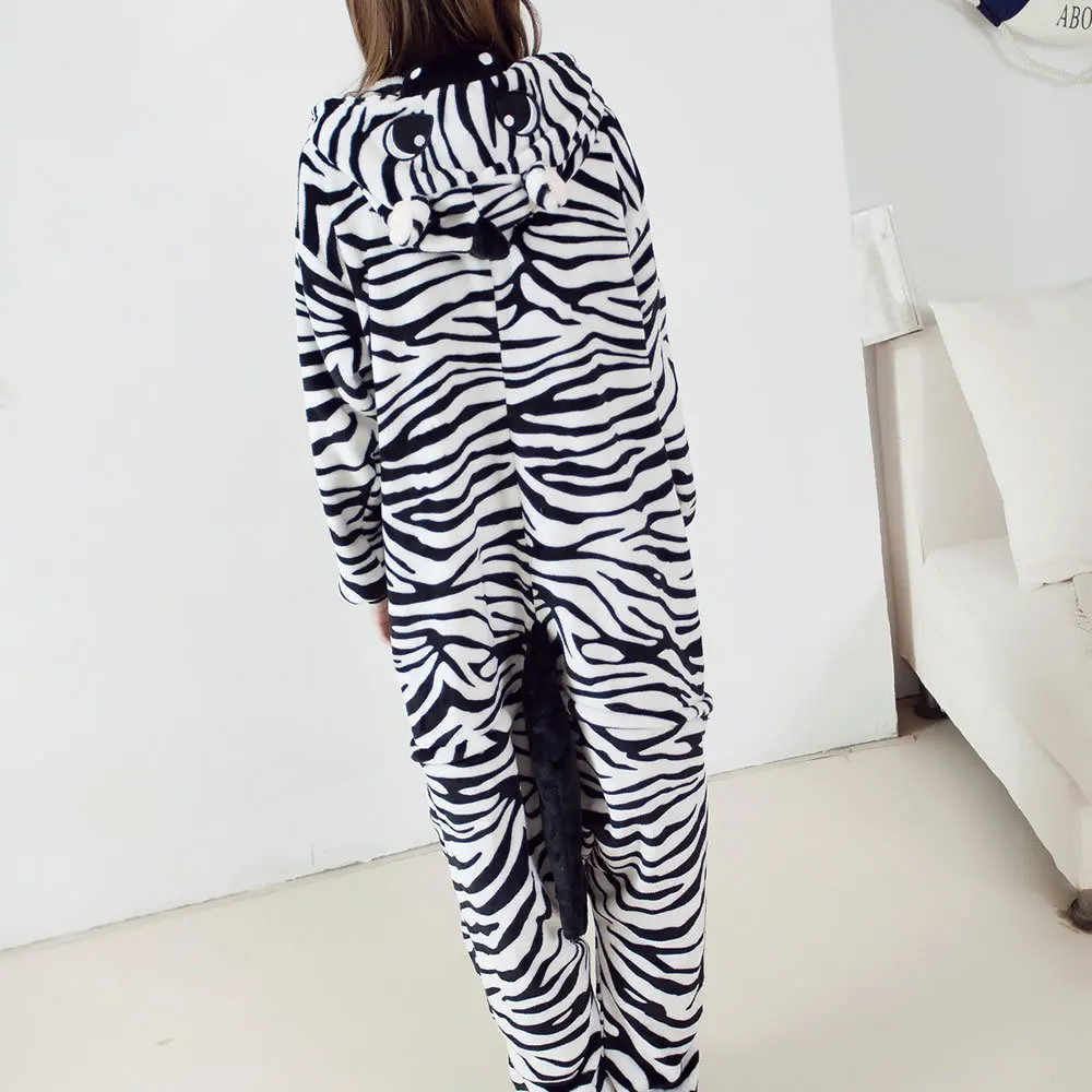 Halloween Onesie Cartoon Zebra Pajama for Adult Kids Women Men Animal Kigurumis Pyjamas Homewear Cosplay Party Costume