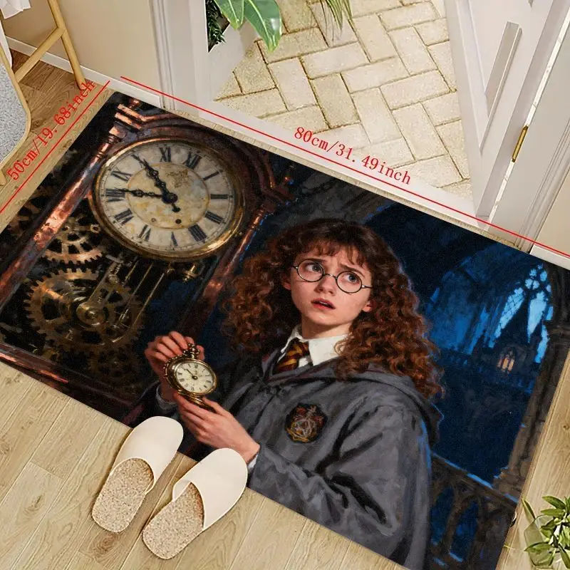 

1 шт., волшебный напольный коврик Harry Potter Hermione Granger Time-Turner, Нескользящий коврик для прихожей с волшебным миром Хогвартса, тема в стиле фэнтези