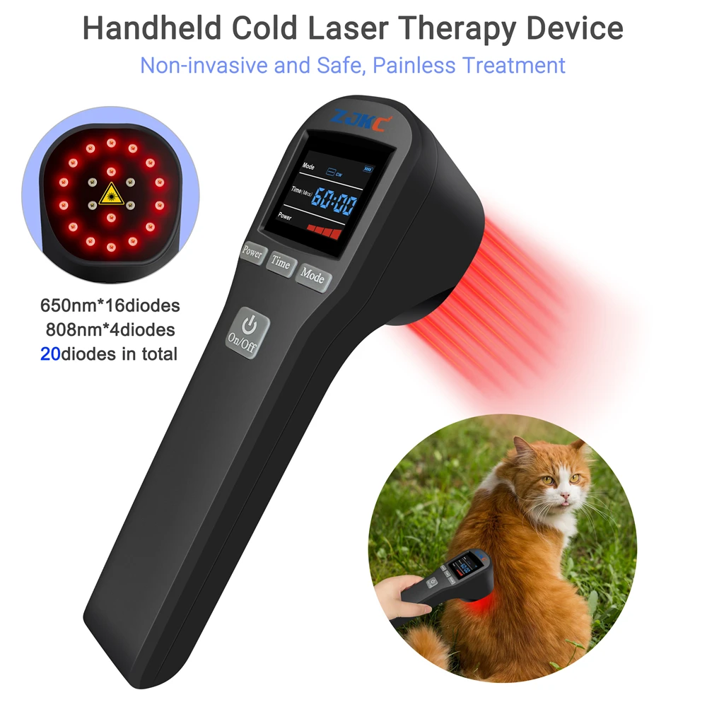 

ZJKC Infra Red Laser Therapy Device 650nmx16+808nmx4 Handheld Pbm Laser for Muscle Aches Ankle Pain Soft Tissue Injuries