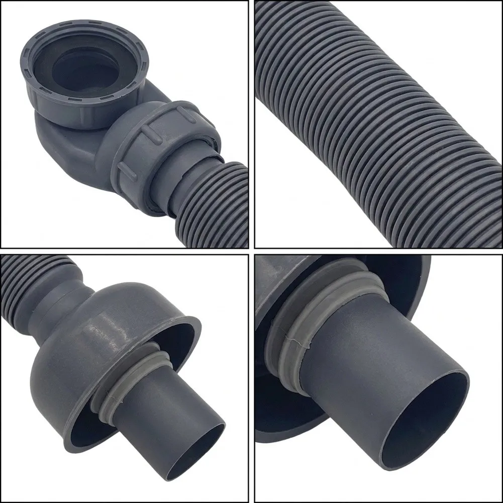 Low Profile P Trap Bathtub Drain Kit 1-1/2 Inch Flexible Grey Plastic Space Saving For Freestanding Tub Shower Plumbing Fixture