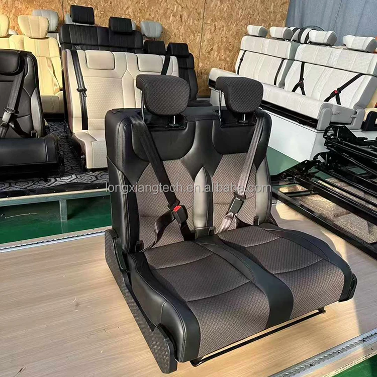 Customized 2-Fold Double Sofa Bed Seat Luxury Motorhome MPV Sprinter Van Adjustable Reclining NAPA Waterproof Car Seats