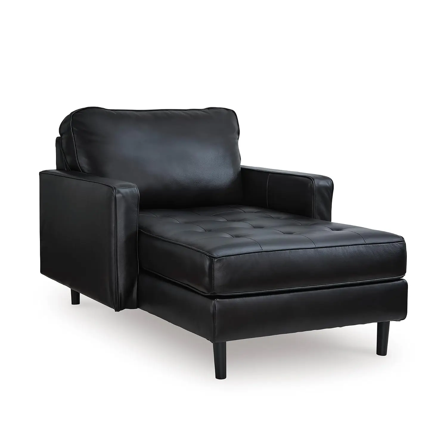 Bryceview Modern Tufted Chaise Lounge, No Assembly Required, Combination of Leather and Faux Leather, Indoor Relaxation, Black,