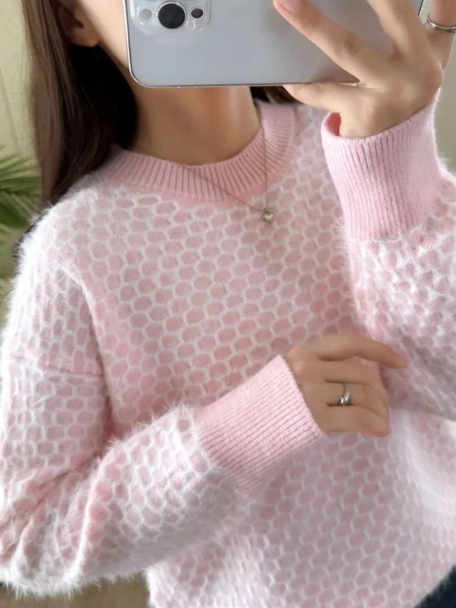 

Женский мягкий уютный свободный ленивый трикотаж, осень-зима, новый дизайн, модный топ, цвет, чистый вязаный свитер, поездка на работу, мода