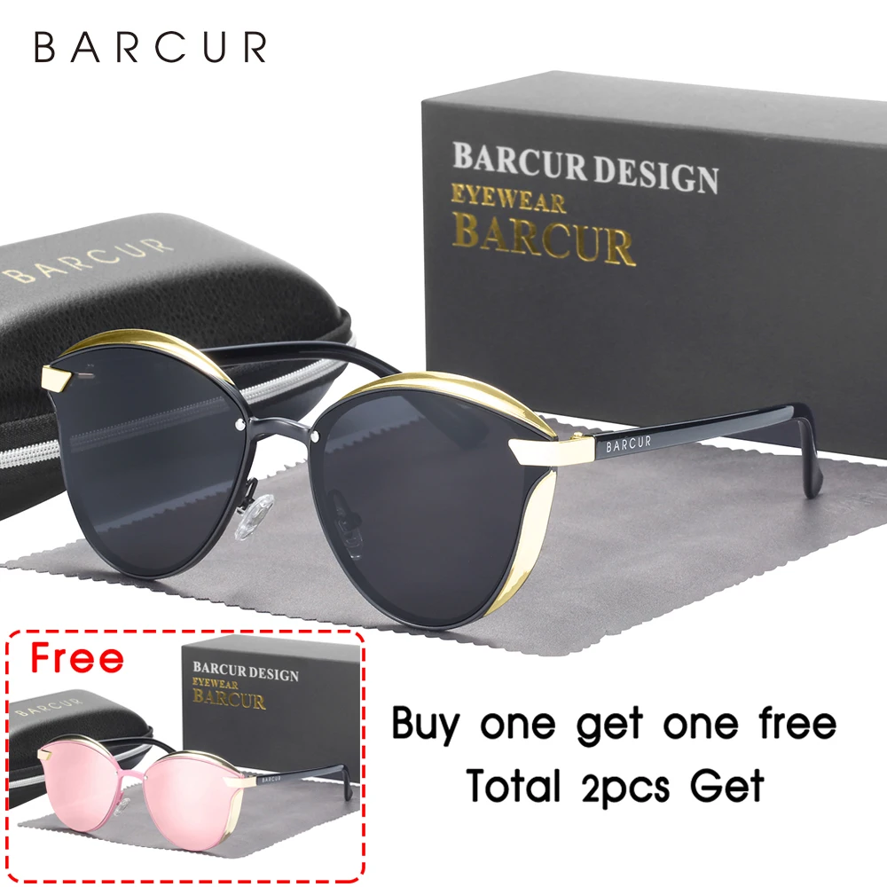 BARCUR Stijl Gepolariseerde Zonnebril Voor Vrouwen Catmore Ronde Zonnebril Dames Dames Eyewear Accessoire UVAB Bescherming