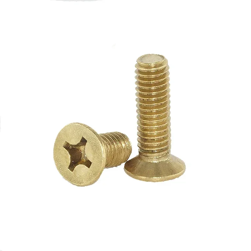 

eVUGFwMY 10pcs M6 Phillips flat head copper screws cross countersunk machine teeth screw mechanical bolts brass bolt 8mm-60mm le