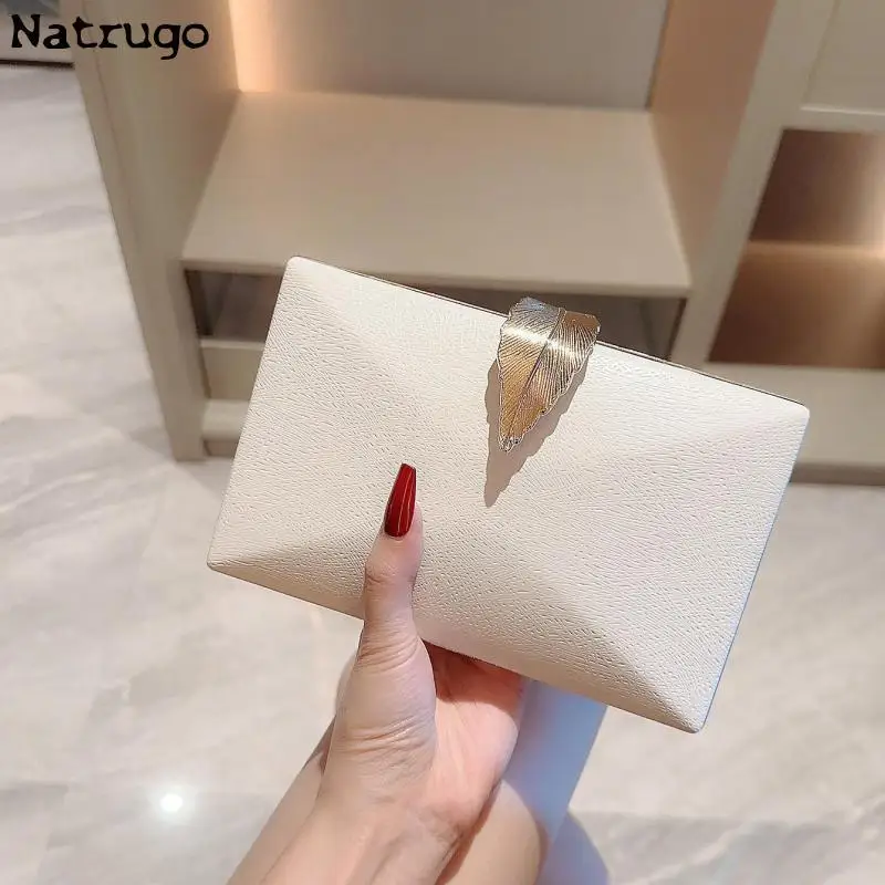 Metallic Party Clutch Purse Box Shape Evening Bags Gold Silver White Handbag Purses Women Bridal Wedding Metal Clutches Bag